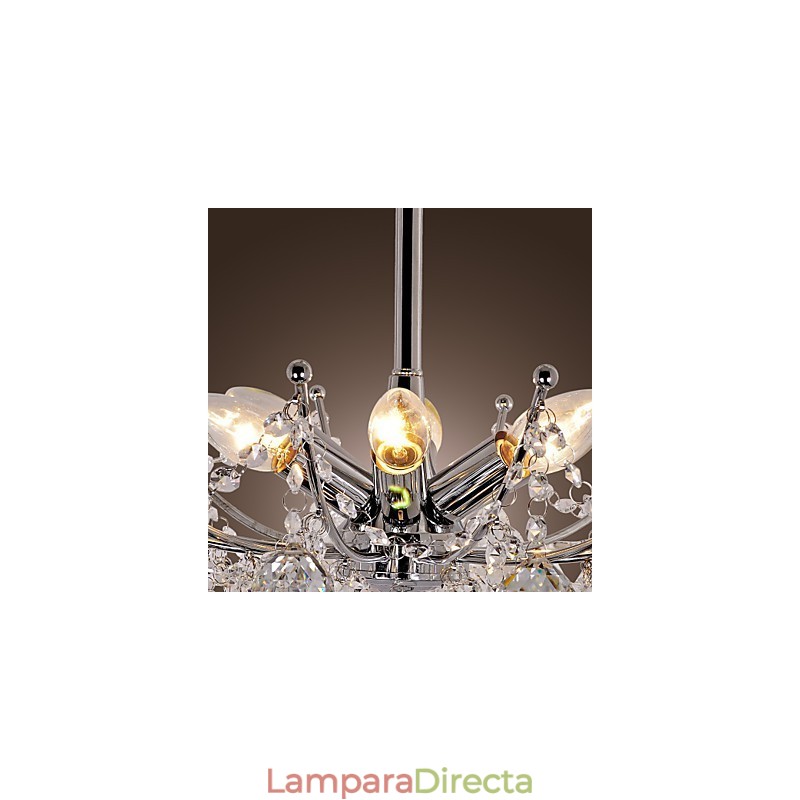 Lujosa lámpara colgante de cristal con 6 luces
