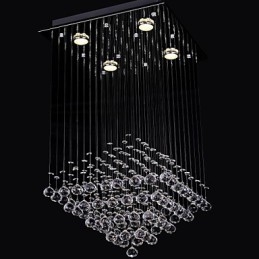 Lámpara empotrada de 4 luces de cristal transparente con diseño sencillo