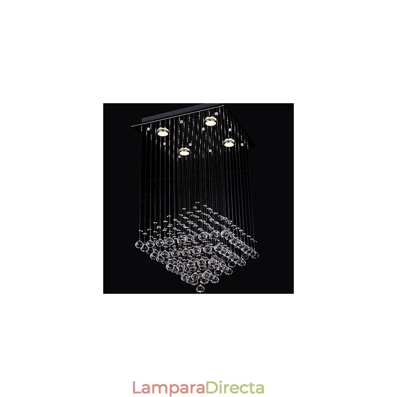 Lámpara empotrada de 4 luces de cristal transparente con diseño sencillo