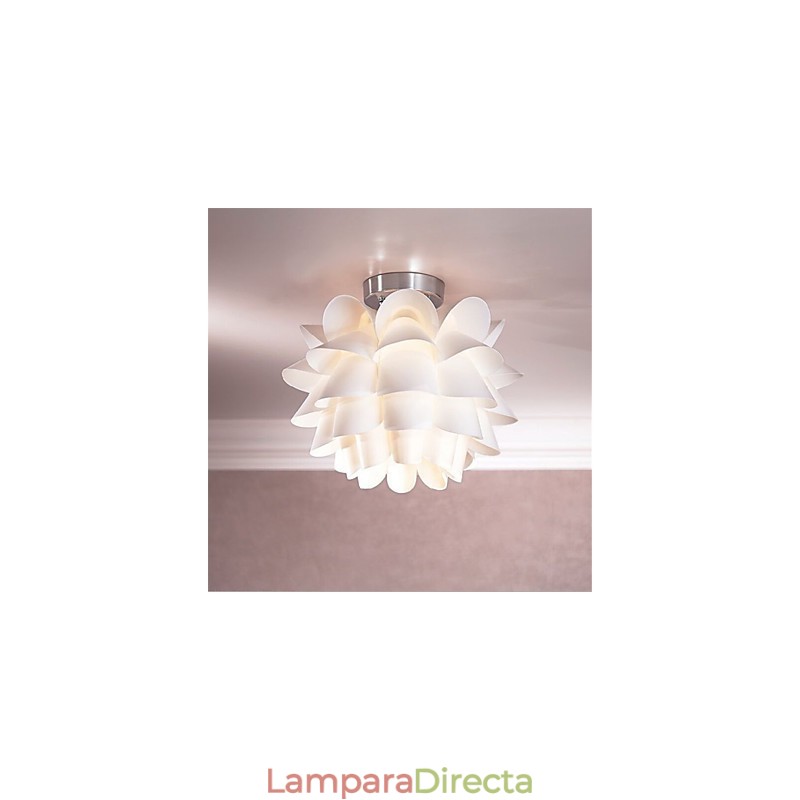 Lámpara colgante de techo con diseño de flor blanca, 1 luz