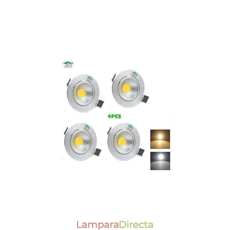 Lámpara de techo COB de 3 W y 300 lm, luz blanca cálida, 4 unidades