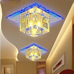 Mini lámpara de techo de cristal SMD de 3 W, creativa, con tubo de luz, luz de cúpula cuadrada de colores.