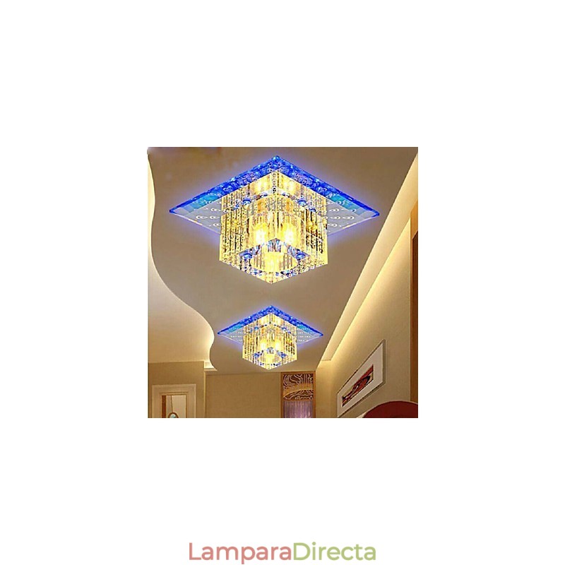 Mini lámpara de techo de cristal SMD de 3 W, creativa, con tubo de luz, luz de cúpula cuadrada de colores.
