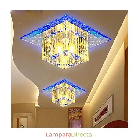 Mini lámpara de techo de cristal SMD de 3 W, creativa, con tubo de luz, luz de cúpula cuadrada de colores. Mini lámpara de techo de cristal SMD de 3 W, creativa, con tubo de luz, luz de cúpula cuadrada de colores.