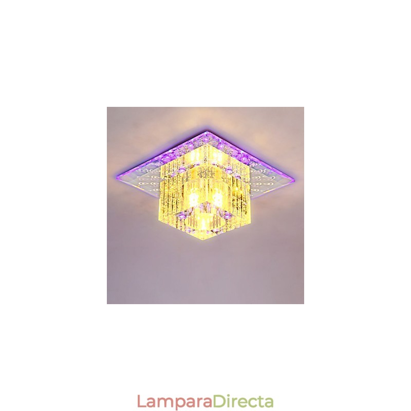 Mini lámpara de techo de cristal SMD de 3 W, creativa, con tubo de luz, luz de cúpula cuadrada de colores.