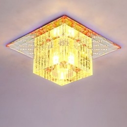 Mini lámpara de techo de cristal SMD de 3 W, creativa, con tubo de luz, luz de cúpula cuadrada de colores.