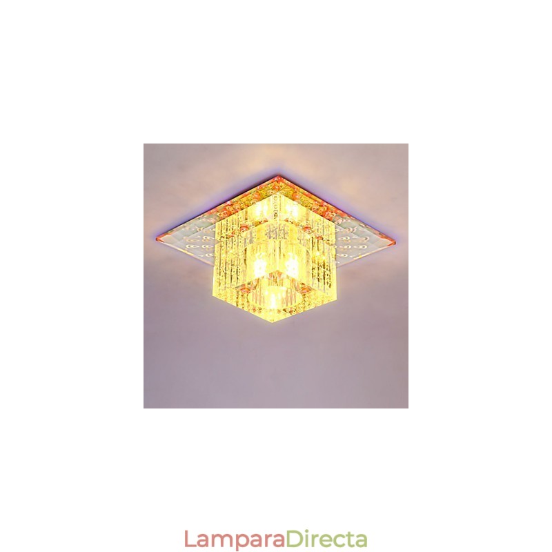 Mini lámpara de techo de cristal SMD de 3 W, creativa, con tubo de luz, luz de cúpula cuadrada de colores.