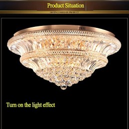 Lámpara de techo de cristal moderna de lujo con cúpula absorbente de 80 cm de diámetro.