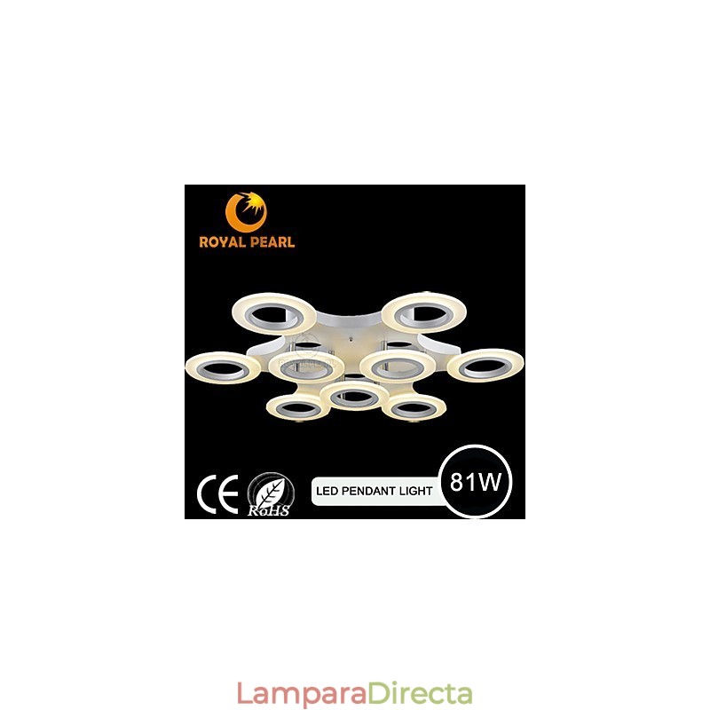 Lámpara colgante circular de color blanco cálido y muy vendida para centros comerciales.