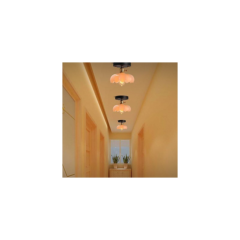 Lámpara de techo de cristal con iluminación retro empotrada