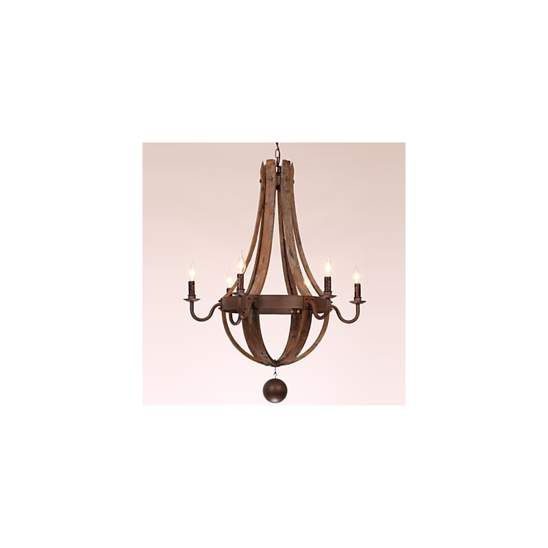 Lámpara de araña de 6 luces, estilo vintage, retro, estilo campestre, para salón, comedor, garaje, de metal.