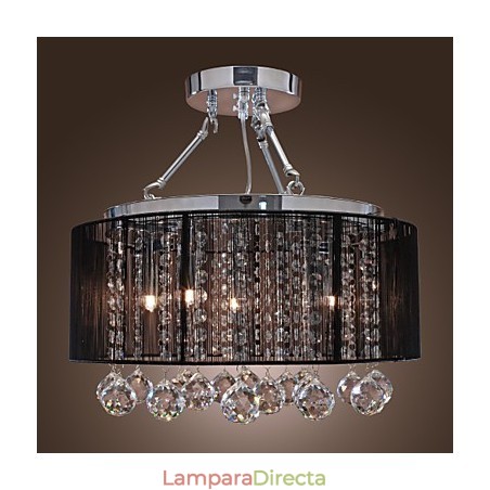 Lámpara de techo moderna de cristal con 5 luces y pantalla de tela negra Lámpara de techo moderna de cristal con 5 luces y pantalla de tela negra