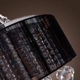 Lámpara de techo moderna de cristal con 5 luces y pantalla de tela negra