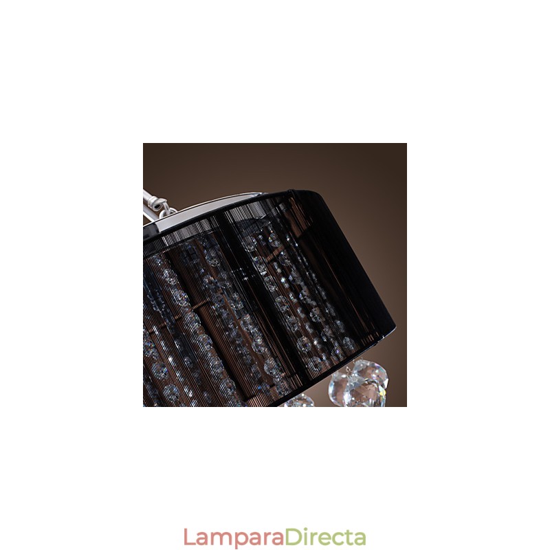 Lámpara de techo moderna de cristal con 5 luces y pantalla de tela negra