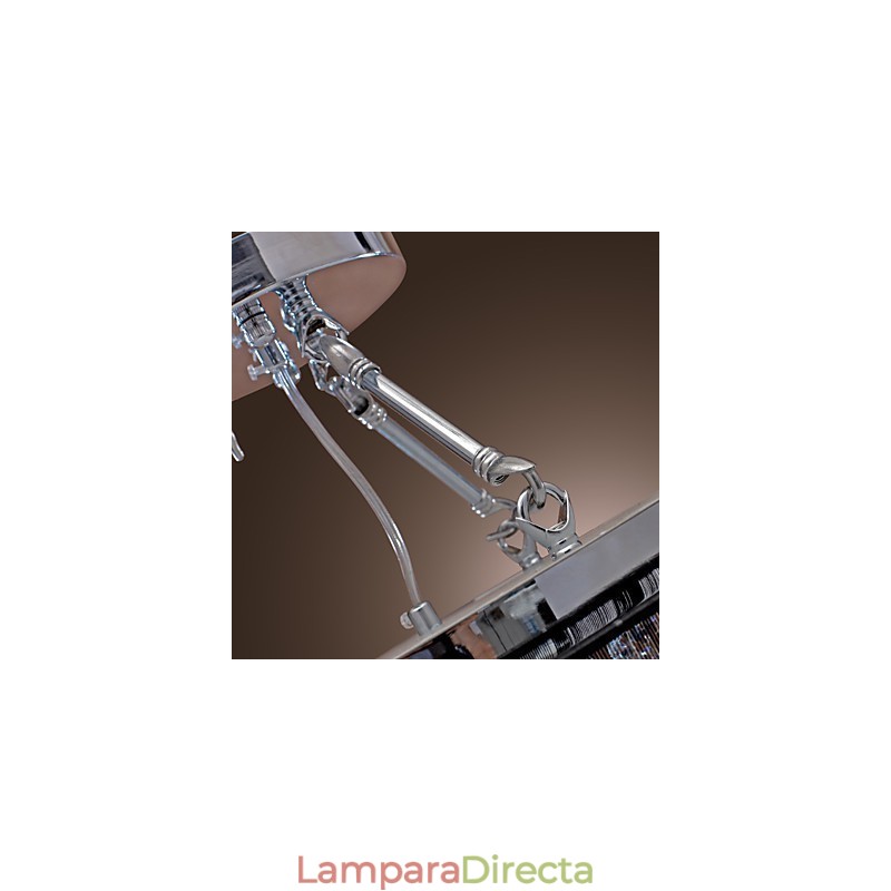 Lámpara de techo moderna de cristal con 5 luces y pantalla de tela negra