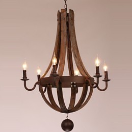 Lámpara de araña de 6 luces, estilo vintage, retro, estilo campestre, para salón, comedor, garaje, de metal.
