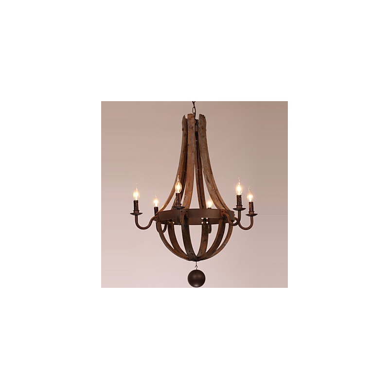 Lámpara de araña de 6 luces, estilo vintage, retro, estilo campestre, para salón, comedor, garaje, de metal.