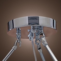 Lámpara de techo moderna de cristal con 5 luces y pantalla de tela negra