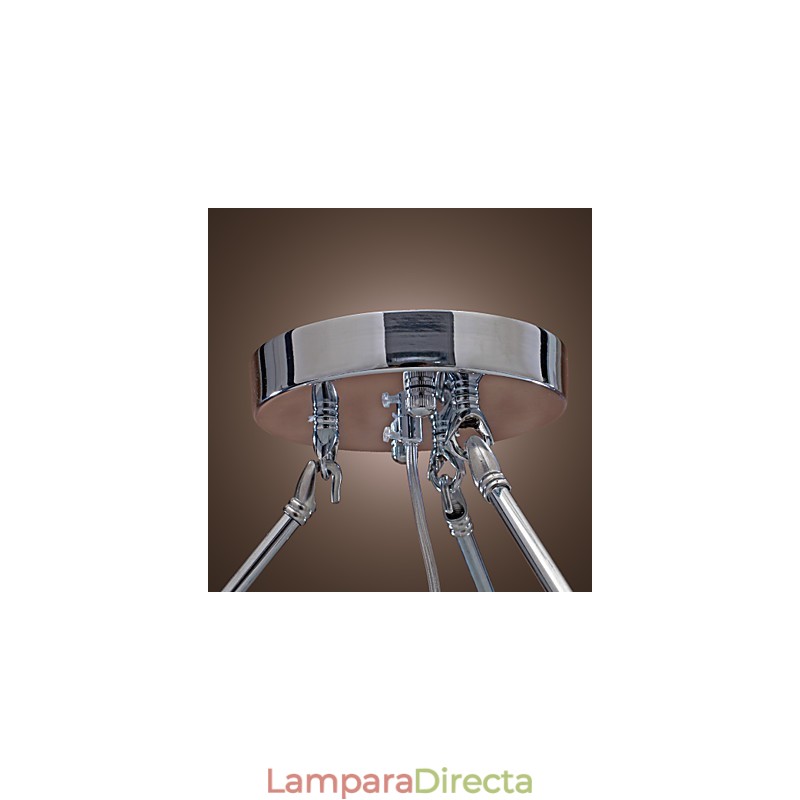 Lámpara de techo moderna de cristal con 5 luces y pantalla de tela negra