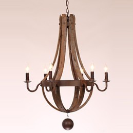 Lámpara de araña de 6 luces, estilo vintage, retro, estilo campestre, para salón, comedor, garaje, de metal.