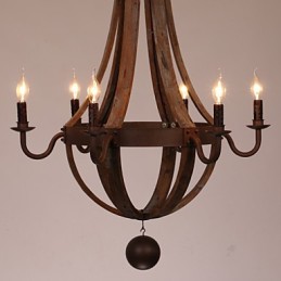 Lámpara de araña de 6 luces, estilo vintage, retro, estilo campestre, para salón, comedor, garaje, de metal.