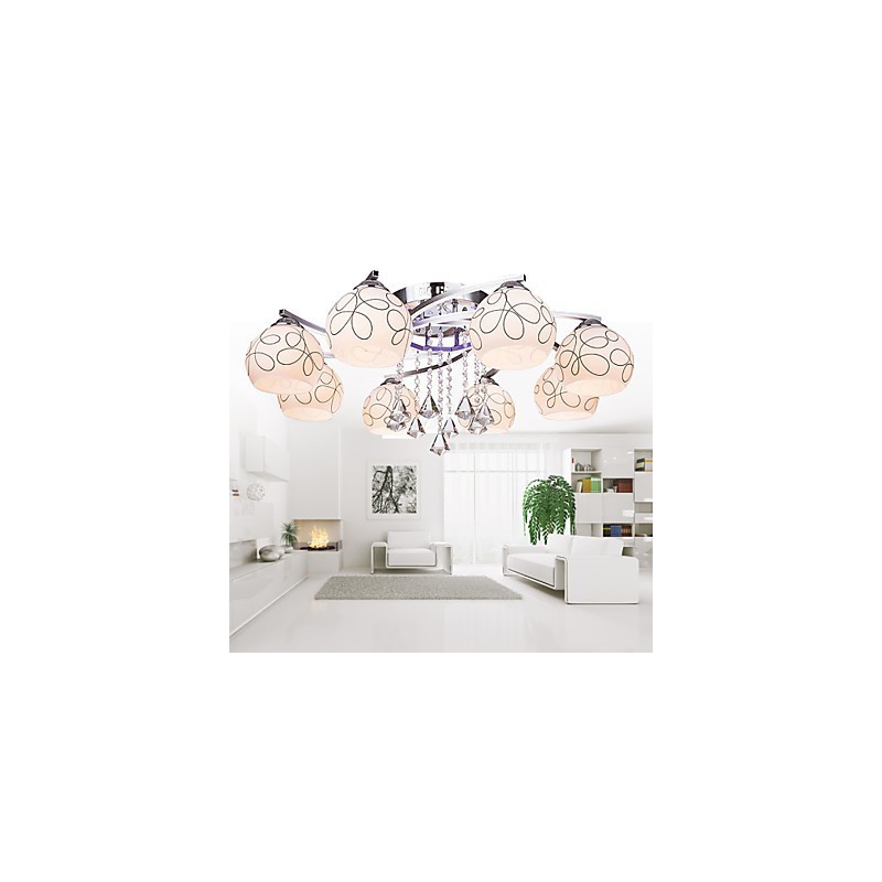 Lámpara de araña moderna de cristal Living de 8 luces