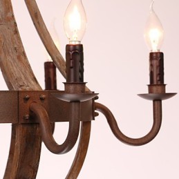 Lámpara de araña de 6 luces, estilo vintage, retro, estilo campestre, para salón, comedor, garaje, de metal.