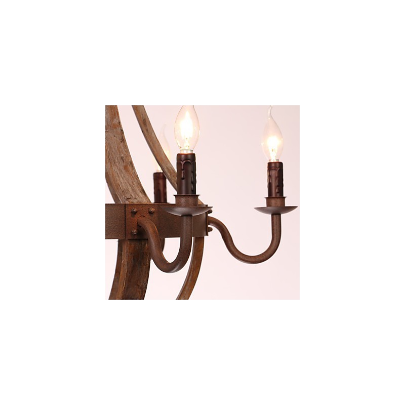 Lámpara de araña de 6 luces, estilo vintage, retro, estilo campestre, para salón, comedor, garaje, de metal.