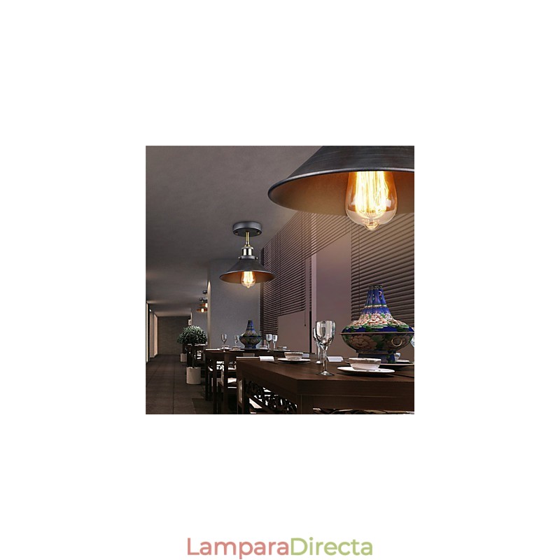 Lámpara de techo vintage mini Edison de 1 luz y montaje empotrado de metal