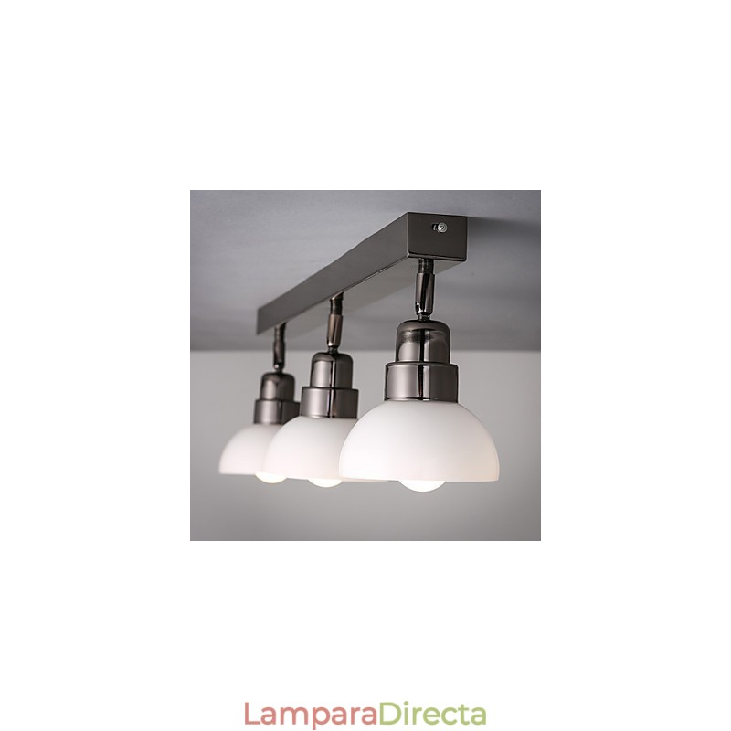 Lámpara de techo empotrada Trinal con marco de aluminio y vidrio blanco, moderna y a la moda.
