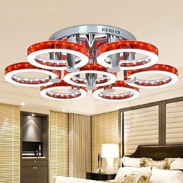 Lámpara de araña de acrílico rojo con 7 luces (cromada)