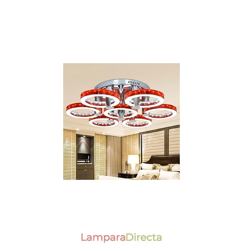 Lámpara de araña de acrílico rojo con 7 luces (cromada)