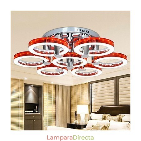 Lámpara de araña de acrílico rojo con 7 luces (cromada) Lámpara de araña de acrílico rojo con 7 luces (cromada)