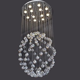 Lámpara de techo moderna contemporánea de metal cromado y cristal
