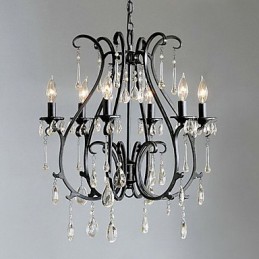 Lámpara de araña de cristal moderna de 6 luces con función de vela