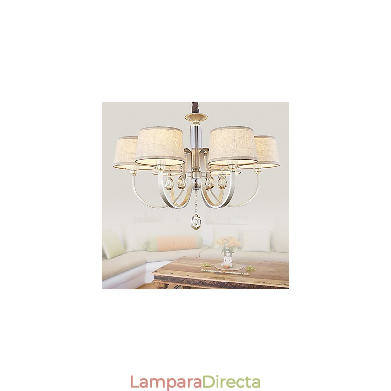 Lámpara de araña de metal con pintura de cristal campestre