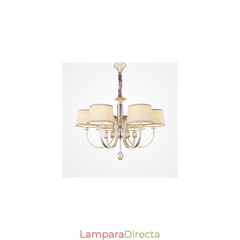 Lámpara de araña de metal con pintura de cristal campestre