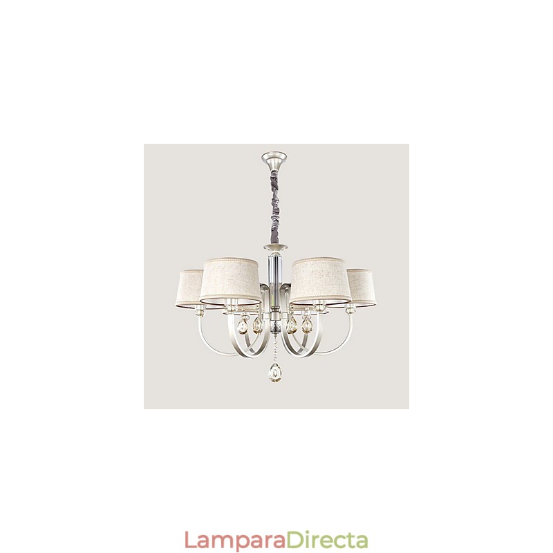 Lámpara de araña de metal con pintura de cristal campestre