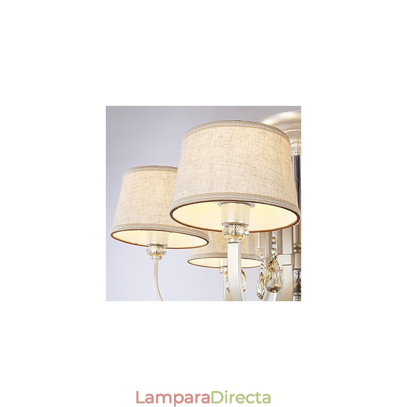 Lámpara de araña de metal con pintura de cristal campestre
