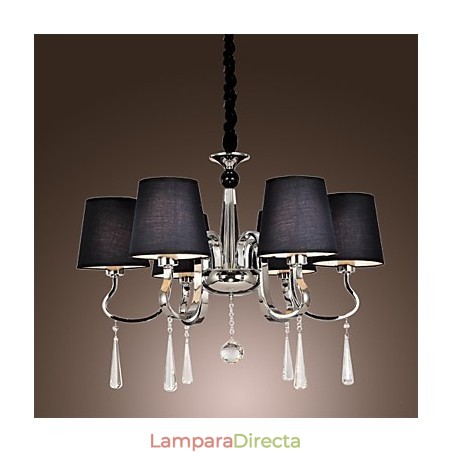Lámpara de araña de metal cromado estilo cabaña rústica clásica contemporánea moderna para comedor Lámpara de araña de metal cromado estilo cabaña rústica clásica contemporánea moderna para comedor