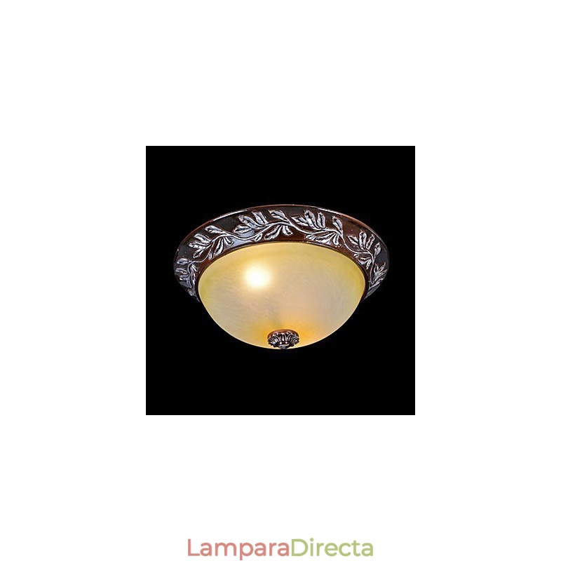 Lámpara de techo de cristal blanco y amarillo, resina, talla plateada, estilo clásico europeo.