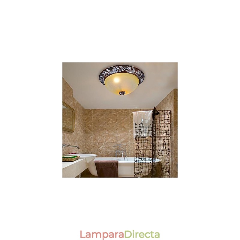 Lámpara de techo de cristal blanco y amarillo, resina, talla plateada, estilo clásico europeo.