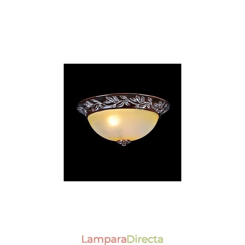 Lámpara de techo de cristal blanco y amarillo, resina, talla plateada, estilo clásico europeo.