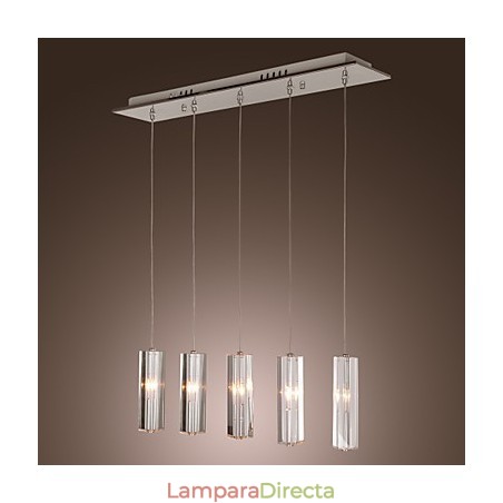 Lámpara colgante moderna y contemporánea de metal cromado con cristales de isla Lámpara colgante moderna y contemporánea de metal cromado con cristales de isla