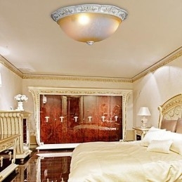 Lámpara de techo blanca de cristal amarillo claro con diseño de resina tallada, estilo clásico europeo.