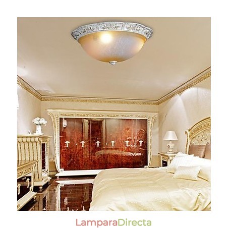 Lámpara de techo blanca de cristal amarillo claro con diseño de resina tallada, estilo clásico europeo. Lámpara de techo blanca de cristal amarillo claro con diseño de resina tallada, estilo clásico europeo.
