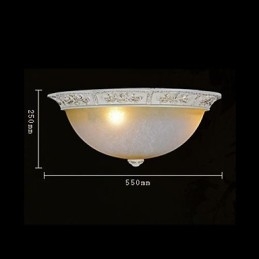 Lámpara de techo blanca de cristal amarillo claro con diseño de resina tallada, estilo clásico europeo.