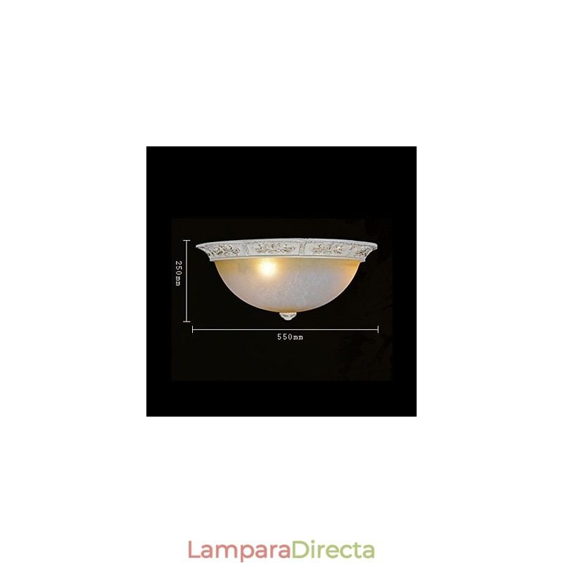 Lámpara de techo blanca de cristal amarillo claro con diseño de resina tallada, estilo clásico europeo.