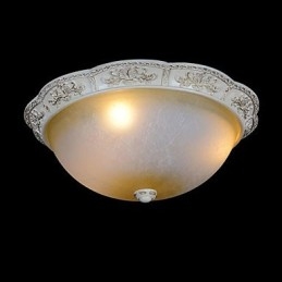 Lámpara de techo blanca de cristal amarillo claro con diseño de resina tallada, estilo clásico europeo.