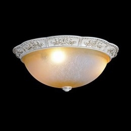 Lámpara de techo blanca de cristal amarillo claro con diseño de resina tallada, estilo clásico europeo.